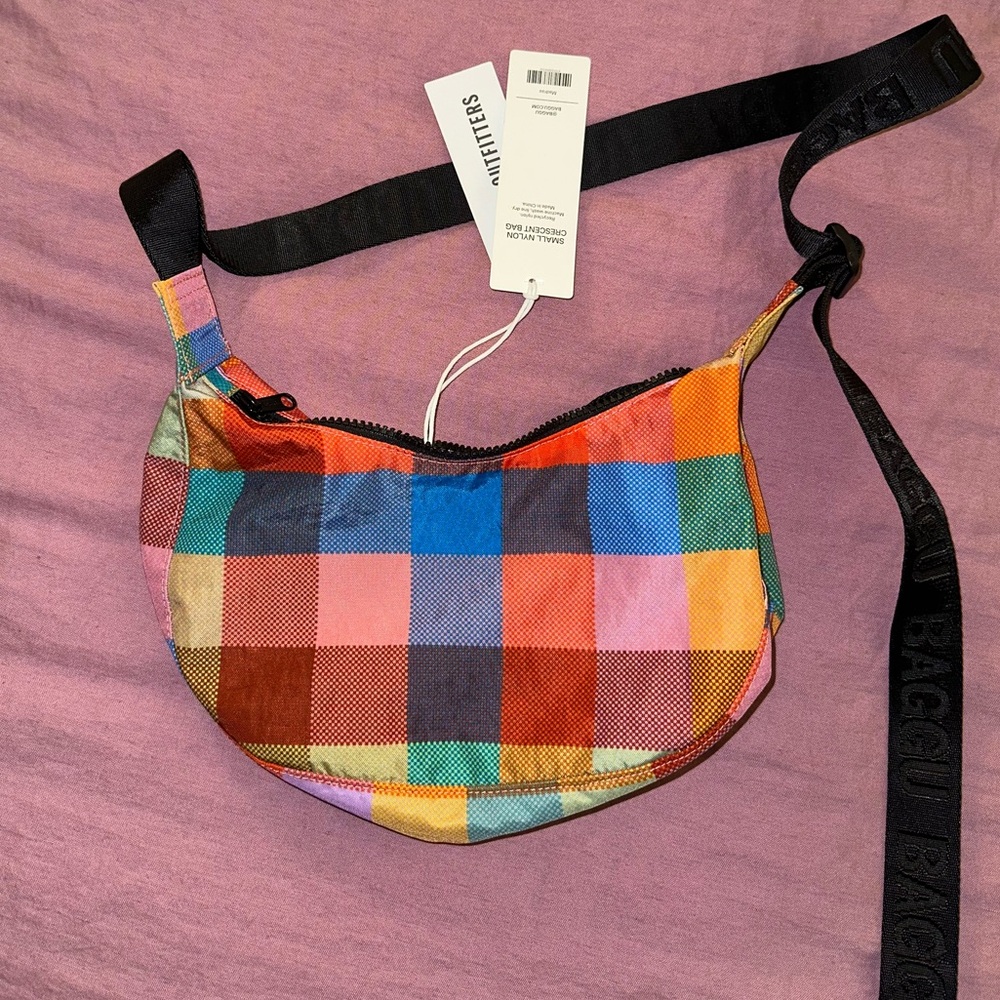 baggu madras small crescent bag nwt